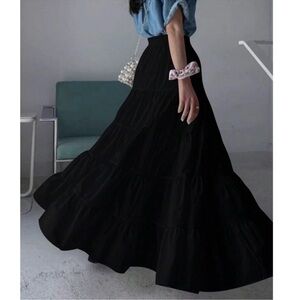 Boho Solid High Waist Stretchy Waist Maxi Skirt XS S M L XL